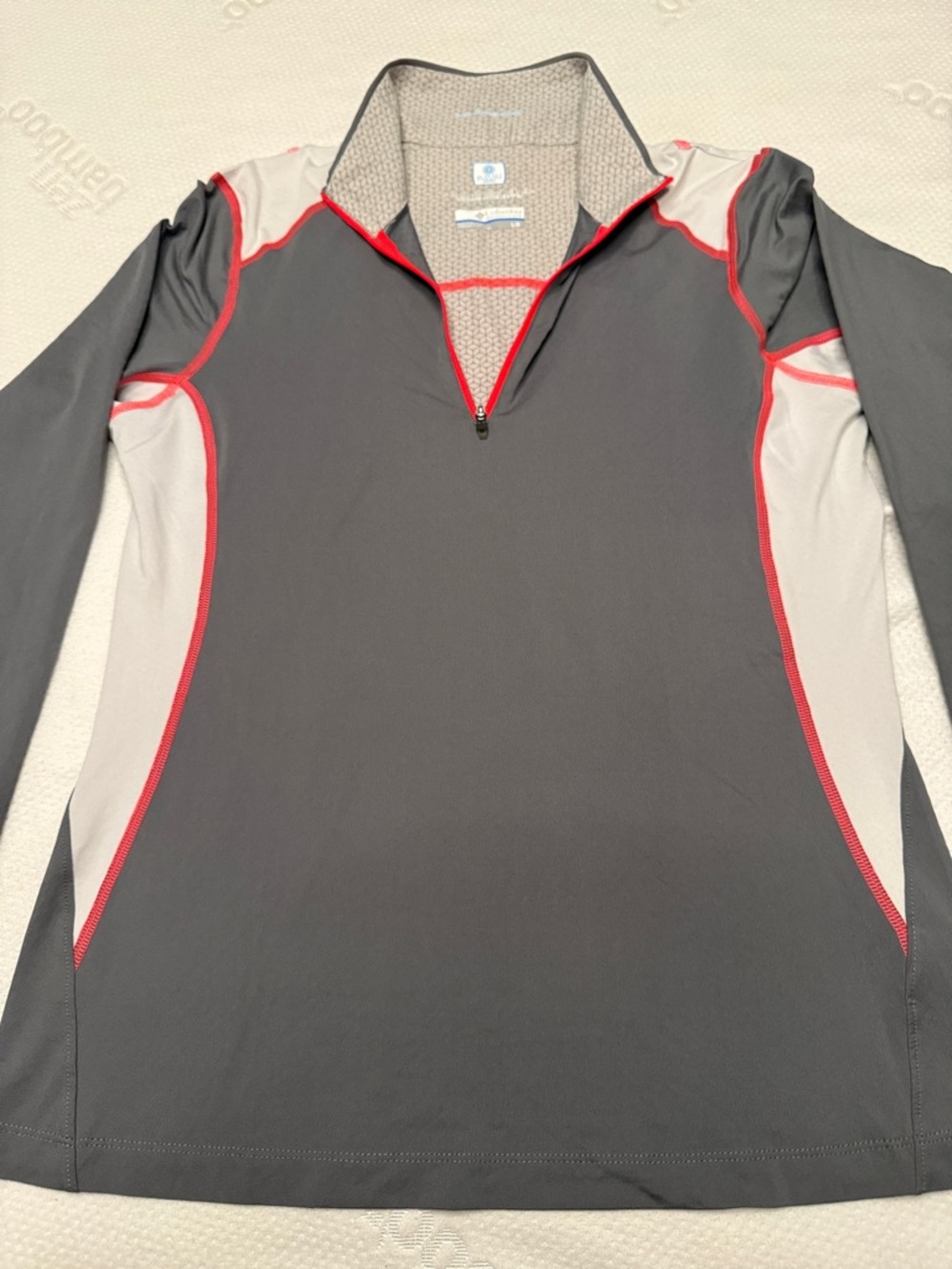 Columbia Omni Freeze Gray Athletic Half-Zip Top with Coral Trim-women’s